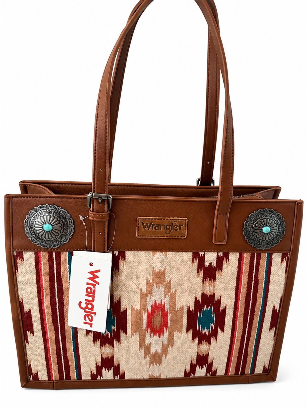 Wrangler Brown and Red Southwestern Pattern Tote
